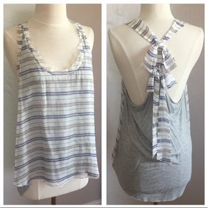 Hy & Dot Nordstrom silk raw hem bow-back tank (M)